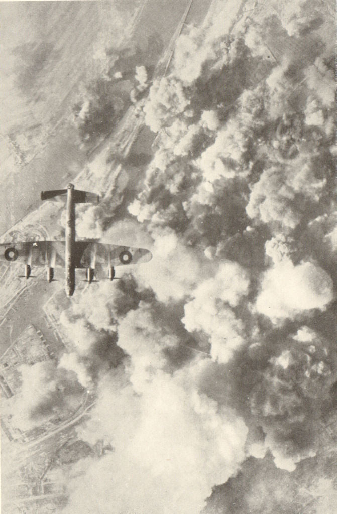 Bremen oil refinery bombed by RAF Lancasters 21 March 1945. World War 2 1954